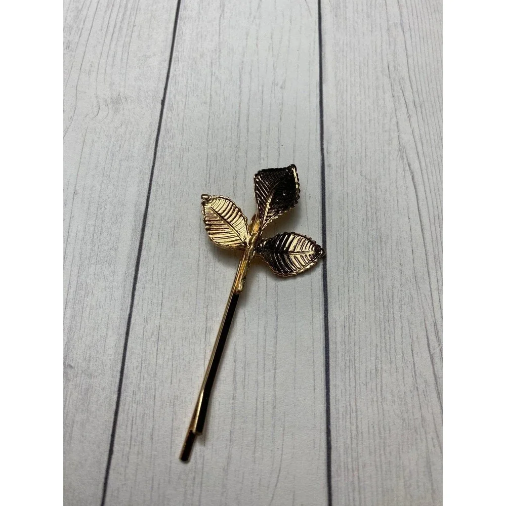 Gold Tone Leaf Hair Pin Bobby Pin Decorative Hair Accessory